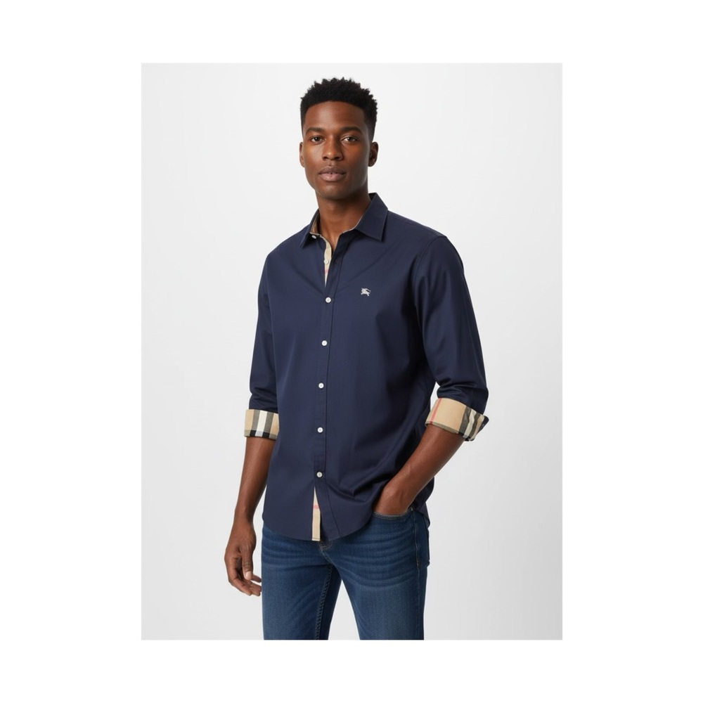 Burberry Dark Blue Casual Button Down Shirt